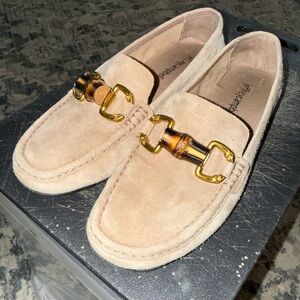 Jeffrey Campbell Apprentice moc toe loafer in beige suede